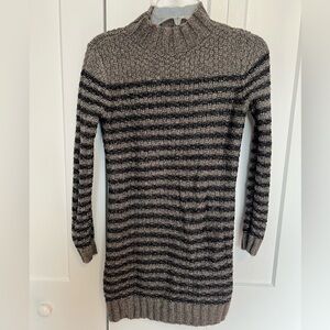 Abercrombie & Fitch Gray and Navy Striped Turtleneck Tunic Sweater